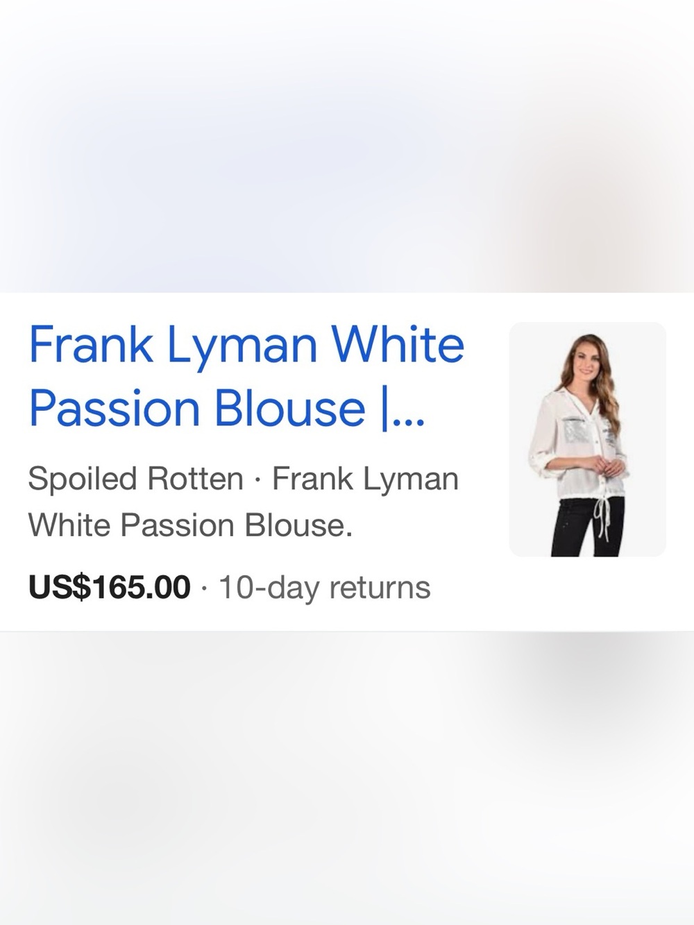 Frank Lyman Design Off-White Button Down Top with Sequin Pocket Details